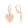 925 Sterling Silver Rose Gold Heart Turkish Tear Lever Back Earrings for Women