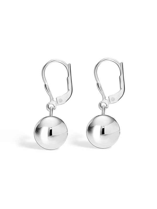 Lightweight Ball Drop Leverback Earrings 10mm