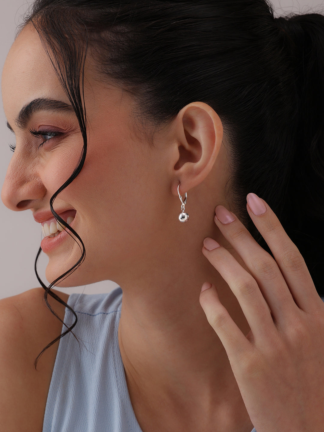 Lightweight Ball Drop Leverback Earrings 8mm