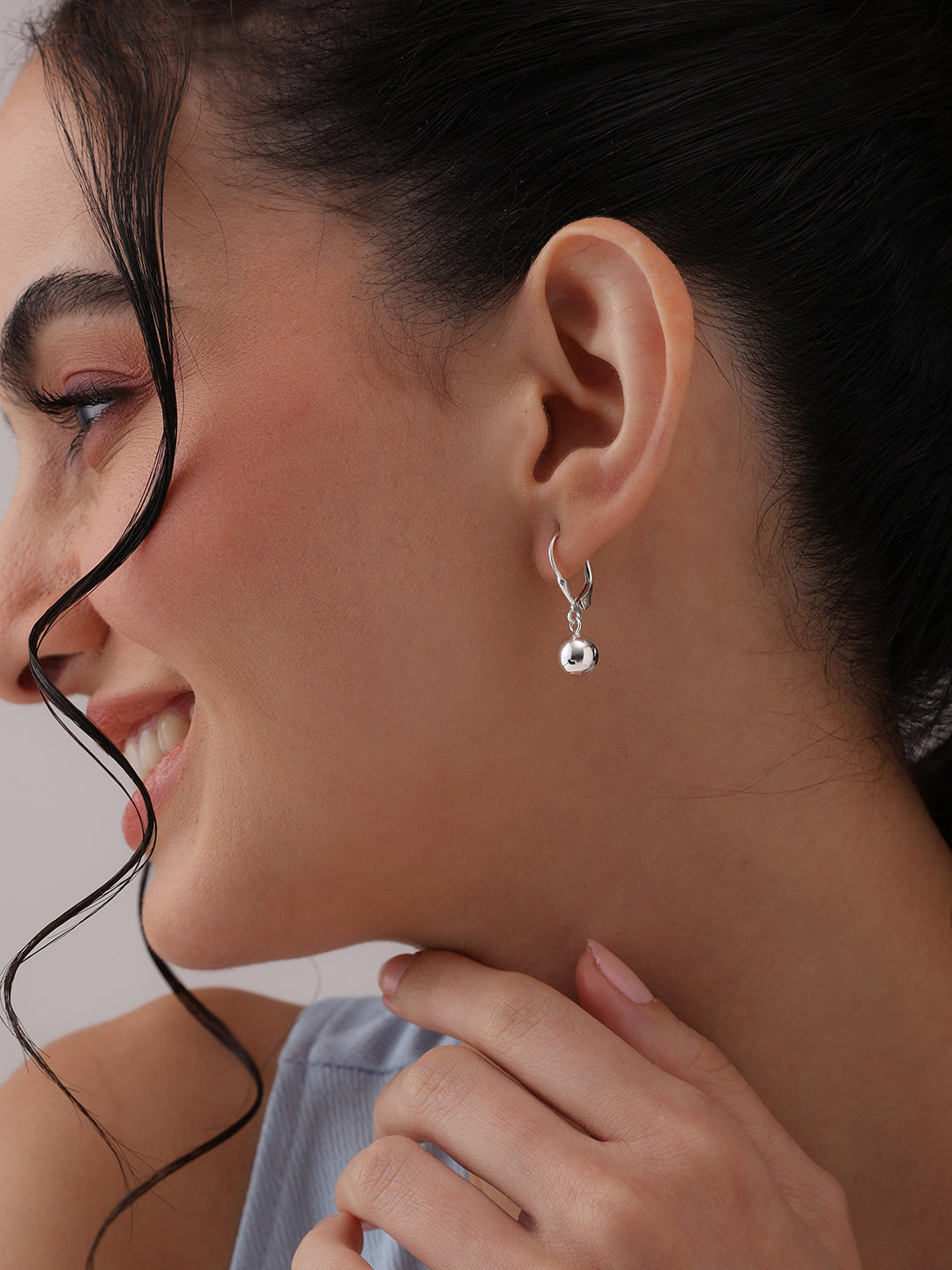 Lightweight Ball Drop Leverback Earrings 8mm