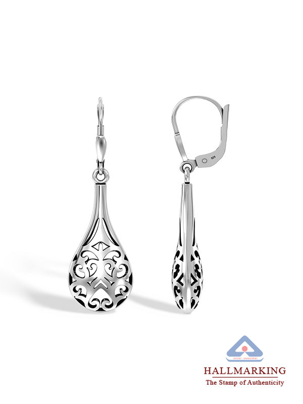 Antique Filigree Raindrop Leverback Earrings