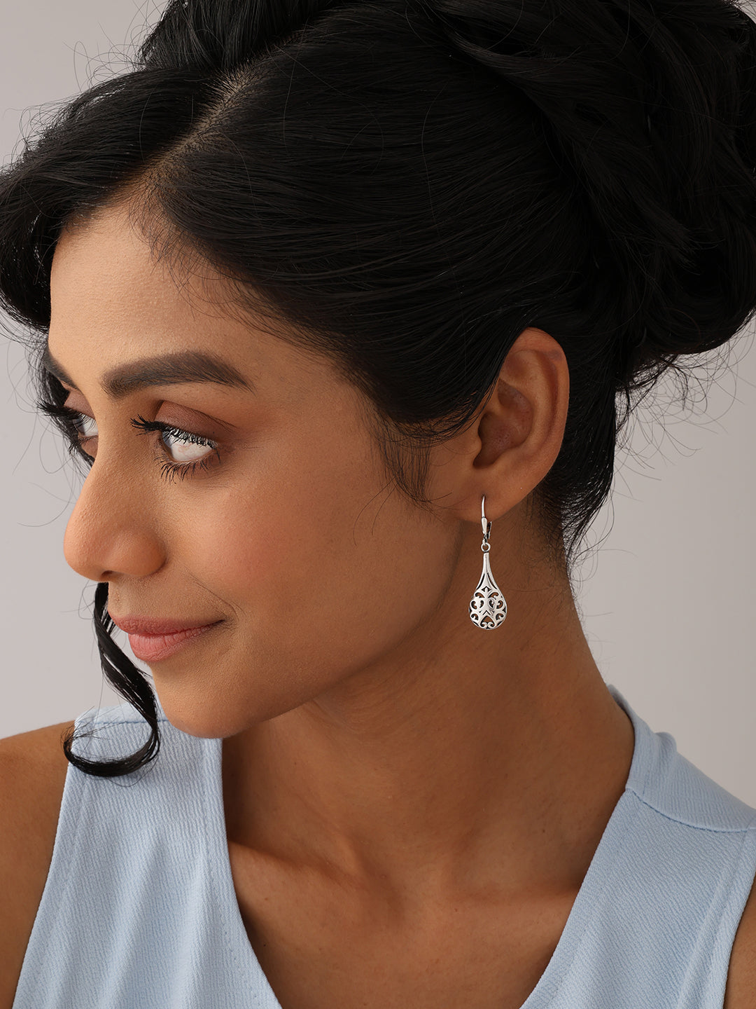 Antique Filigree Raindrop Leverback Earrings