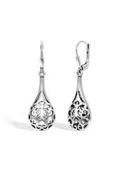 Antique Filigree Raindrop Leverback Earrings