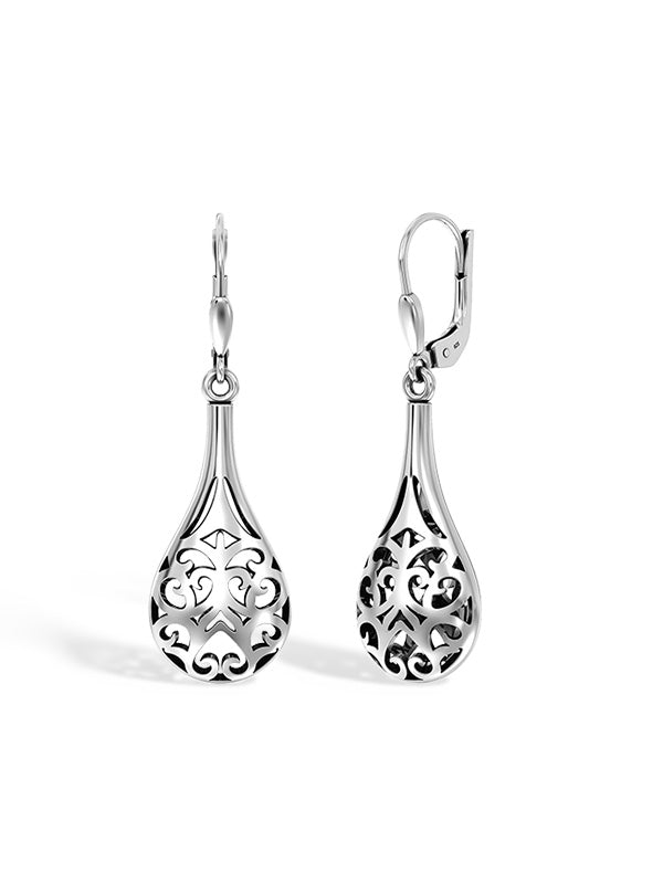 Antique Filigree Raindrop Leverback Earrings