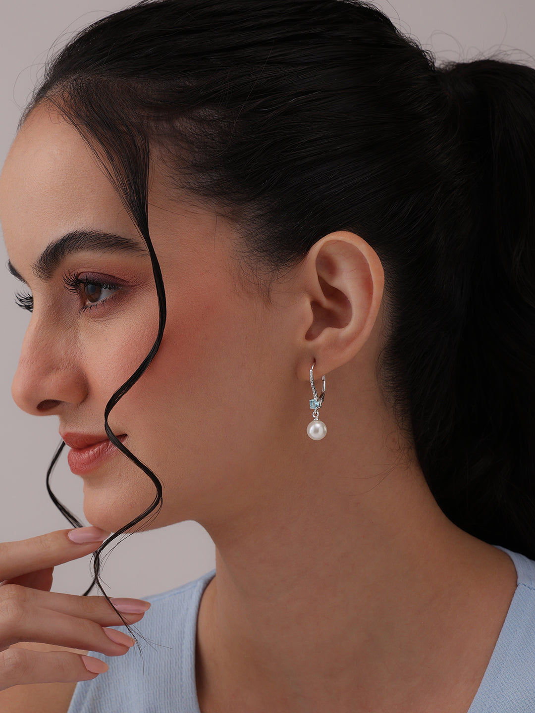 Italian Pearl Leverback Drop Earrings