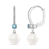 925 Sterling Silver Italian Design Simulated Pearl Gemstone Leverback Drop Dangle Earrings for Women Teen