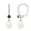 925 Sterling Silver Italian Design Simulated Pearl Gemstone Leverback Drop Dangle Earrings for Women Teen