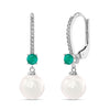 925 Sterling Silver Italian Design Simulated Pearl Gemstone Leverback Drop Dangle Earrings for Women Teen