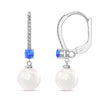 925 Sterling Silver Italian Design Simulated Pearl Gemstone Leverback Drop Dangle Earrings for Women Teen