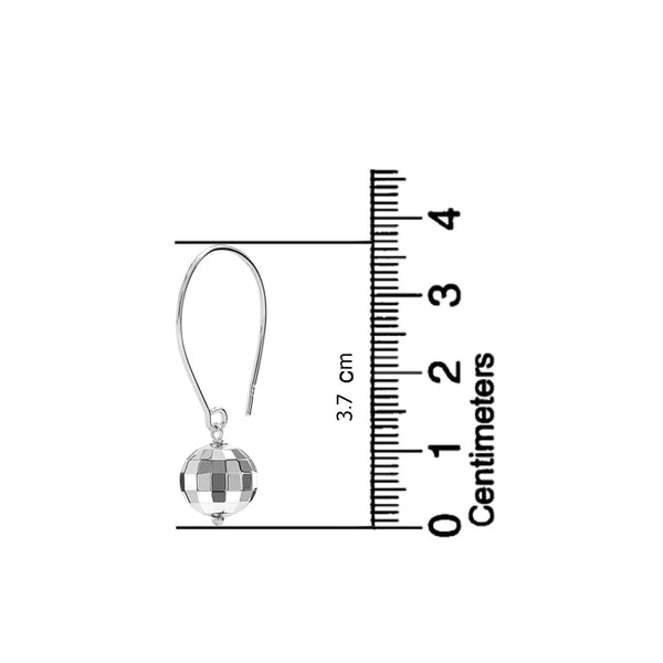 925 Sterling Silver Threader Wire Hammered Mirror Ball Disco Ball Drop Dangle Earring for Women