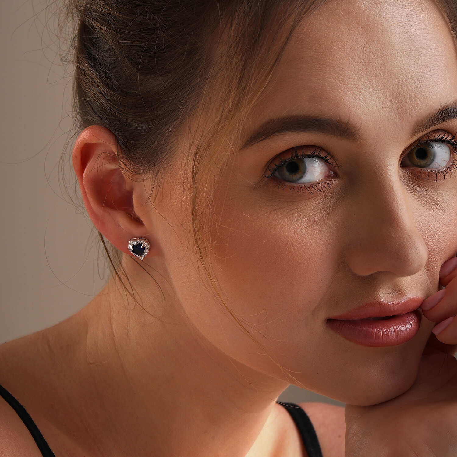 925 Sterling Silver Gemstone Halo Heart Stud Earrings for Women