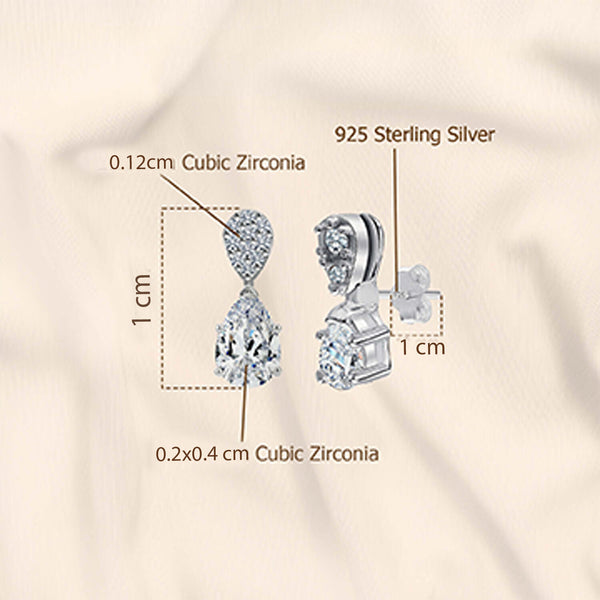 925 Sterling Silver Halo CZ Diamond like Brilliance Sparkling Pearl Shape Ear Stud Earrings for Women