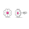 925 Sterling Silver Rhodium Plated Enamel Daisy Flower Stud Earrings for Kids and Girls
