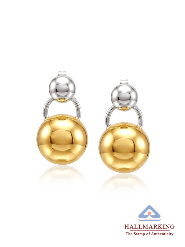 Silver Nova Two-Tone Ball Drop Earrings