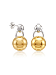Silver Nova Two-Tone Ball Drop Earrings