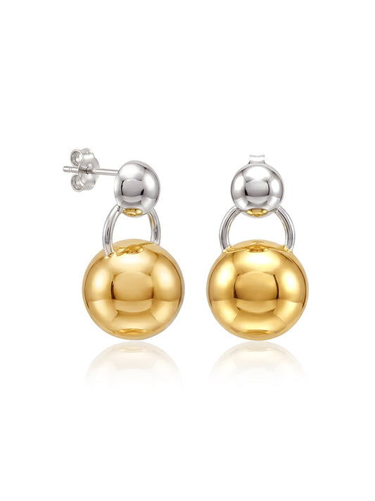 Silver Nova Two-Tone Ball Drop Earrings