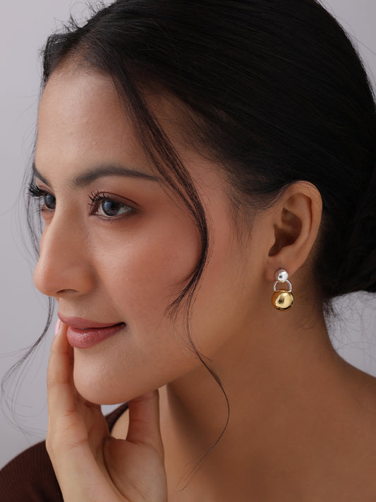 Silver Nova Two-Tone Ball Drop Earrings