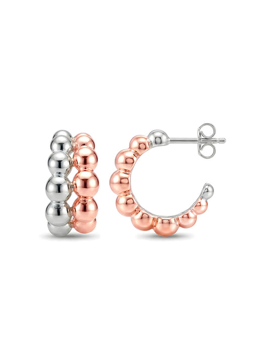 Lyra Dual-Tone Beaded Hoops