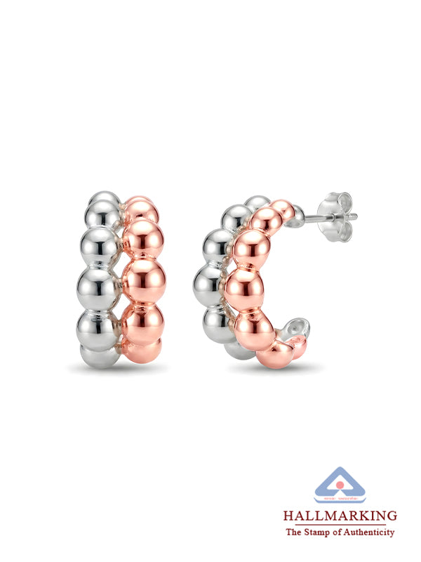 Lyra Dual-Tone Beaded Hoops