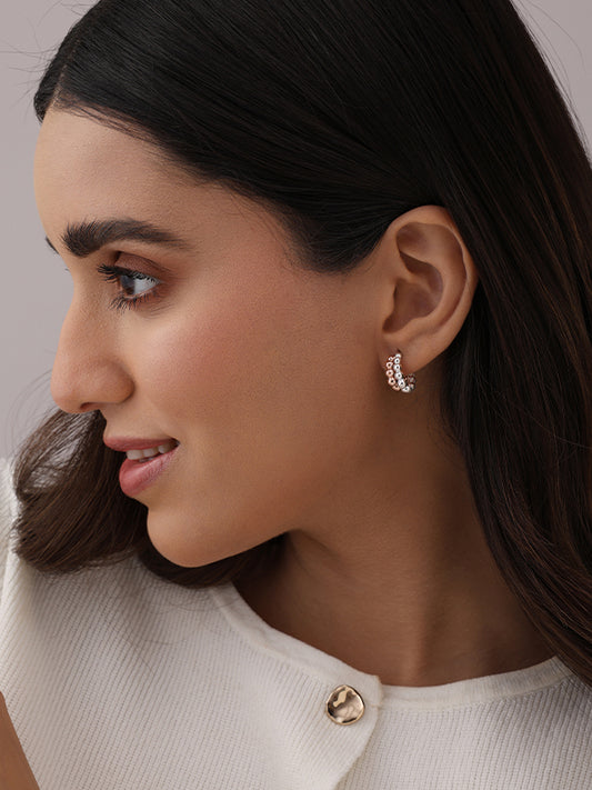 Lyra Dual-Tone Beaded Hoops