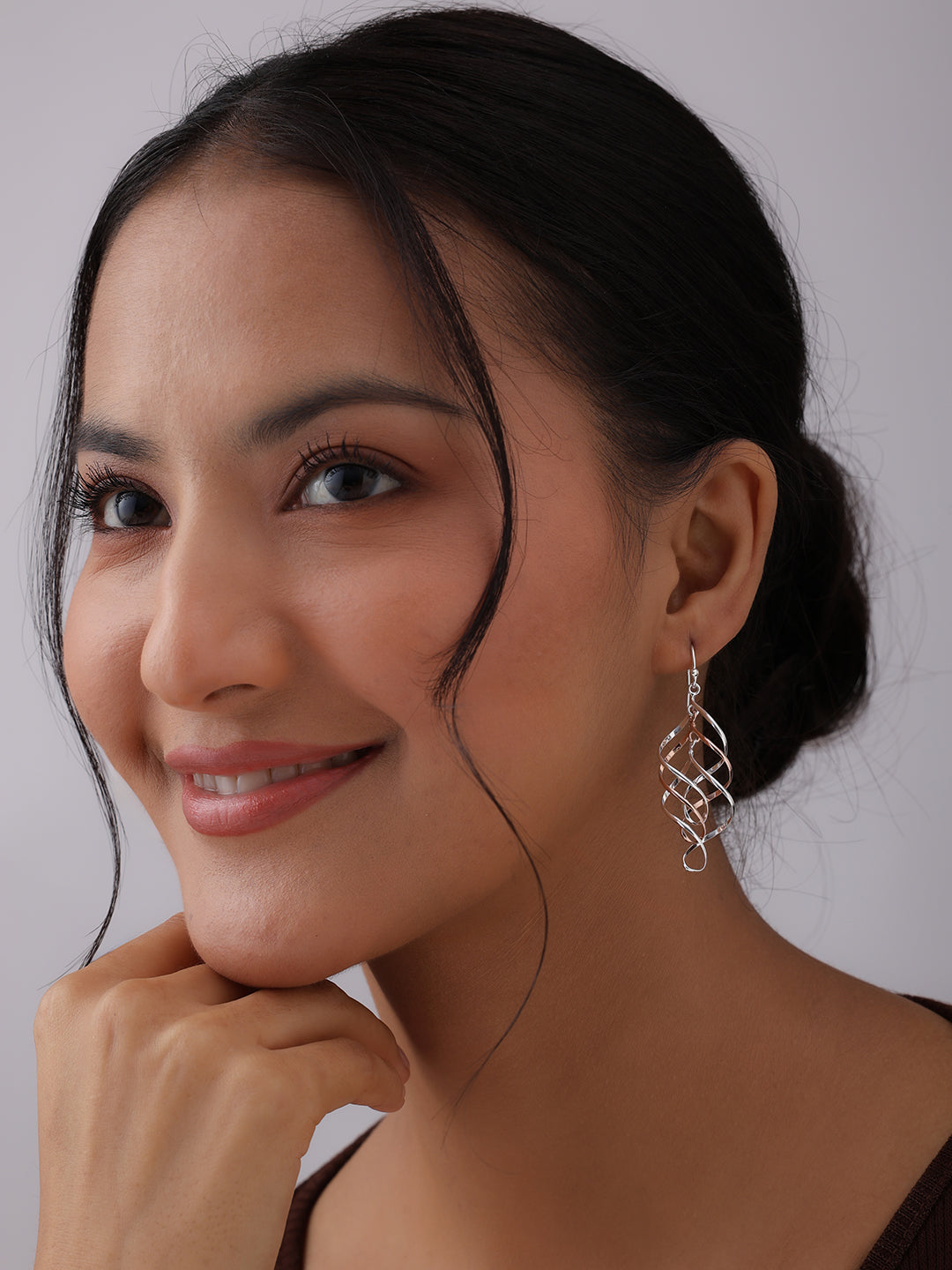 Two-Tone Infinity Knot Drop Earrings for Women