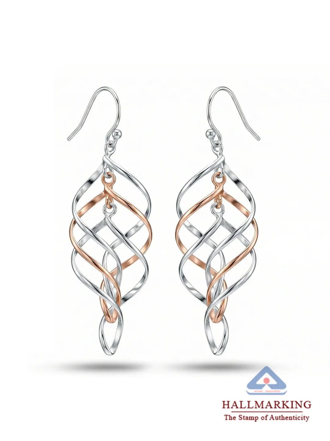 Two-Tone Infinity Knot Drop Earrings for Women