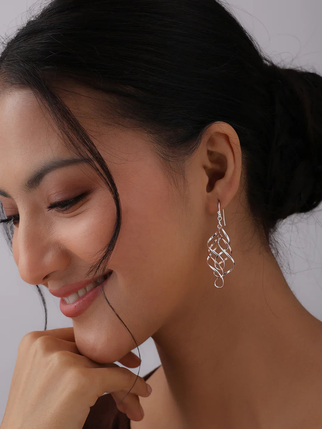 Two-Tone Infinity Knot Drop Earrings for Women
