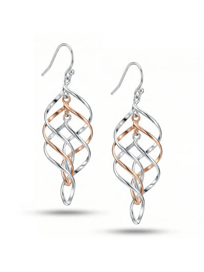 Two-Tone Infinity Knot Drop Earrings for Women