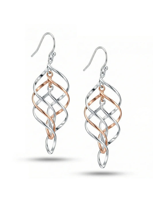 Two-Tone Infinity Knot Drop Earrings for Women