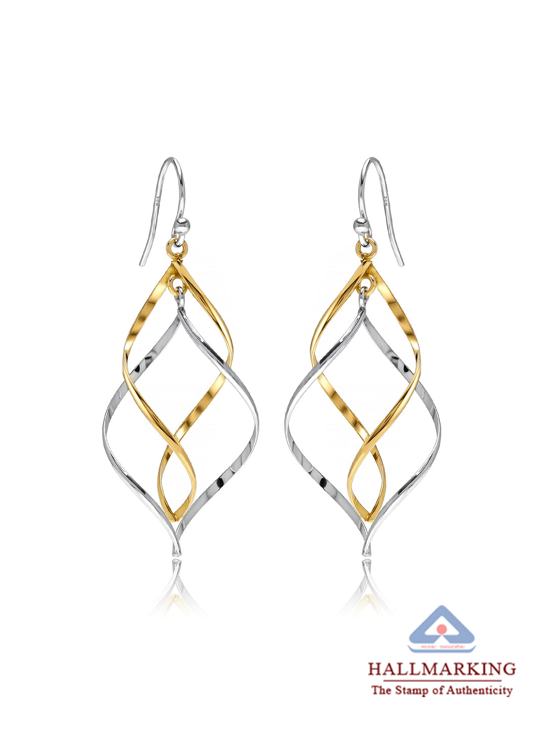 Dual Tone Drop Earrings
