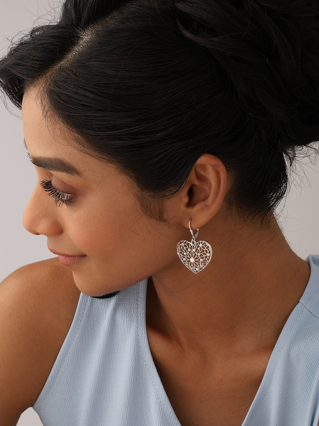 Rhodium Lever Back Earrings