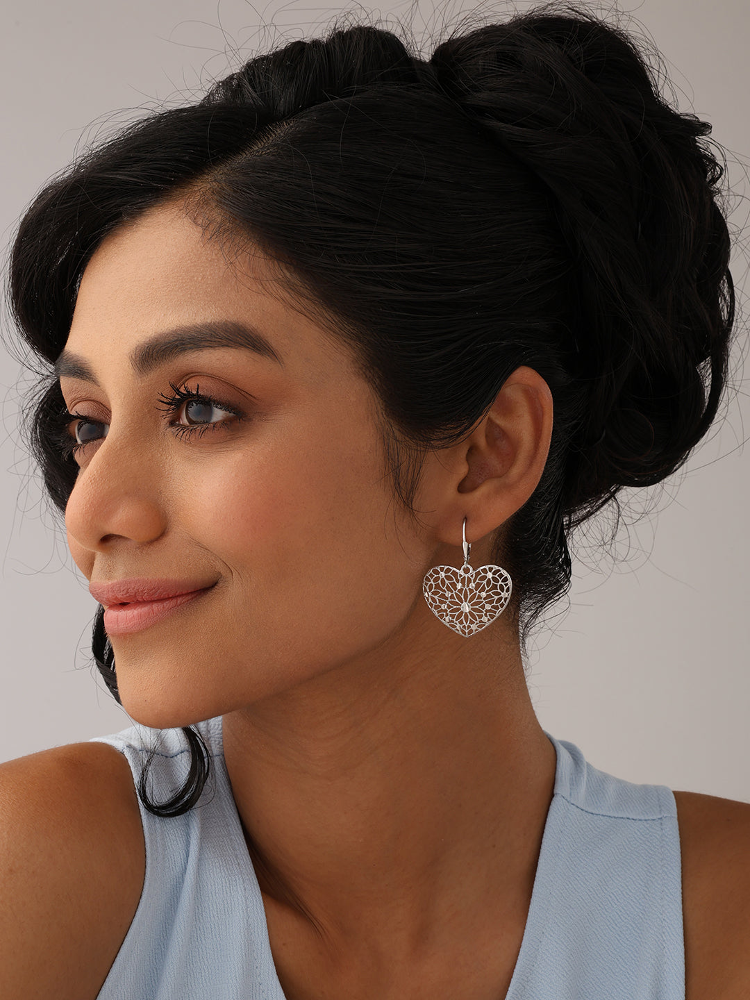 Rhodium Lever Back Earrings