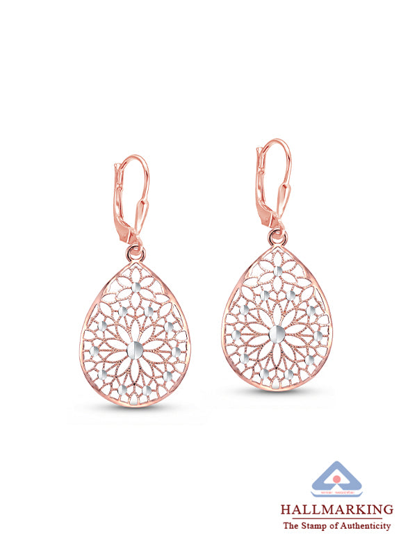 Pears Shape Sculptural Dangler in Rose Gold