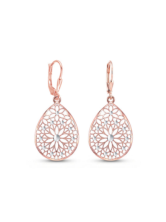Pears Shape Sculptural Dangler in Rose Gold