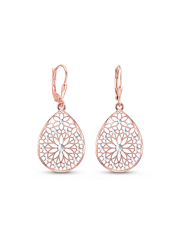 Pears Shape Sculptural Dangler in Rose Gold
