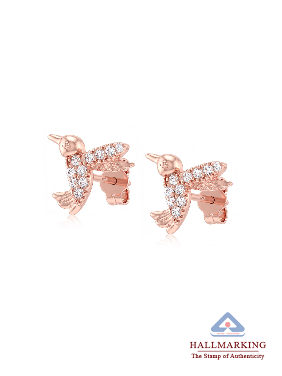 Hummingbird CZ Stud Earrings