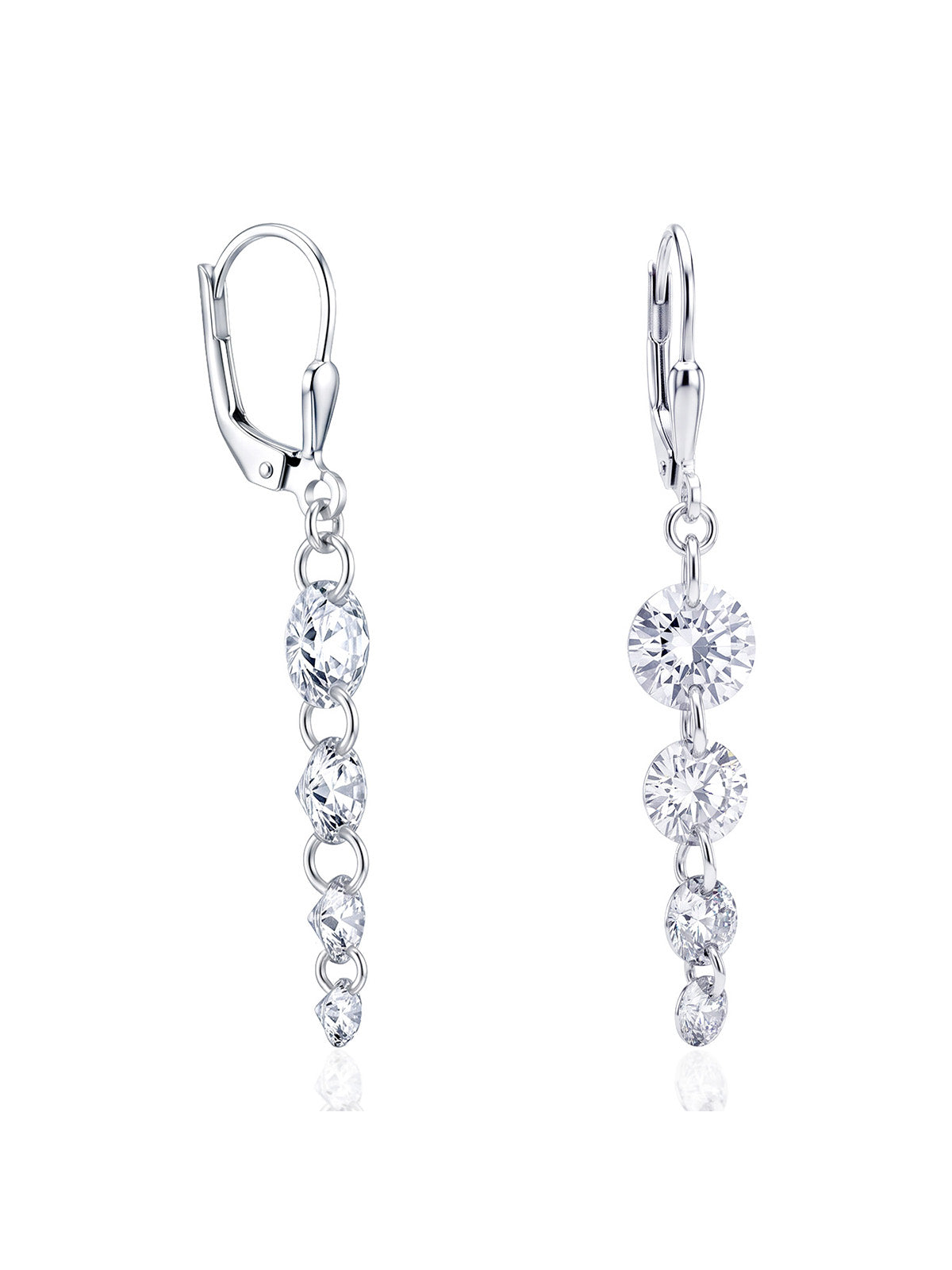 Silver Leverback Dangle Earrings