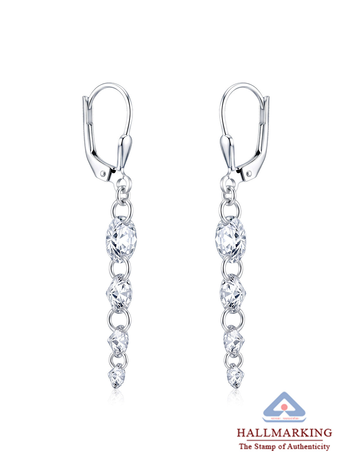 Silver Leverback Dangle Earrings