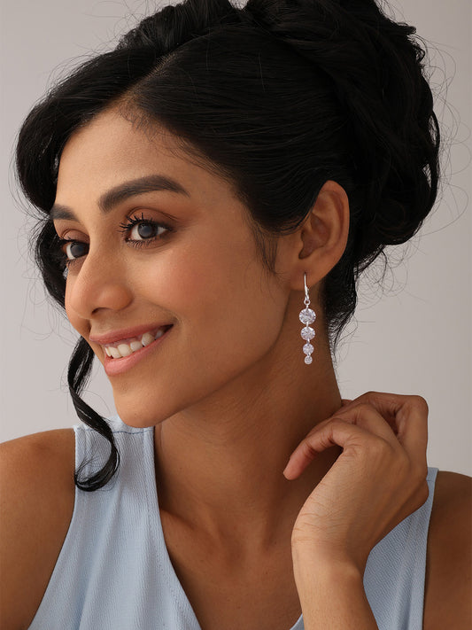 Silver Leverback Dangle Earrings