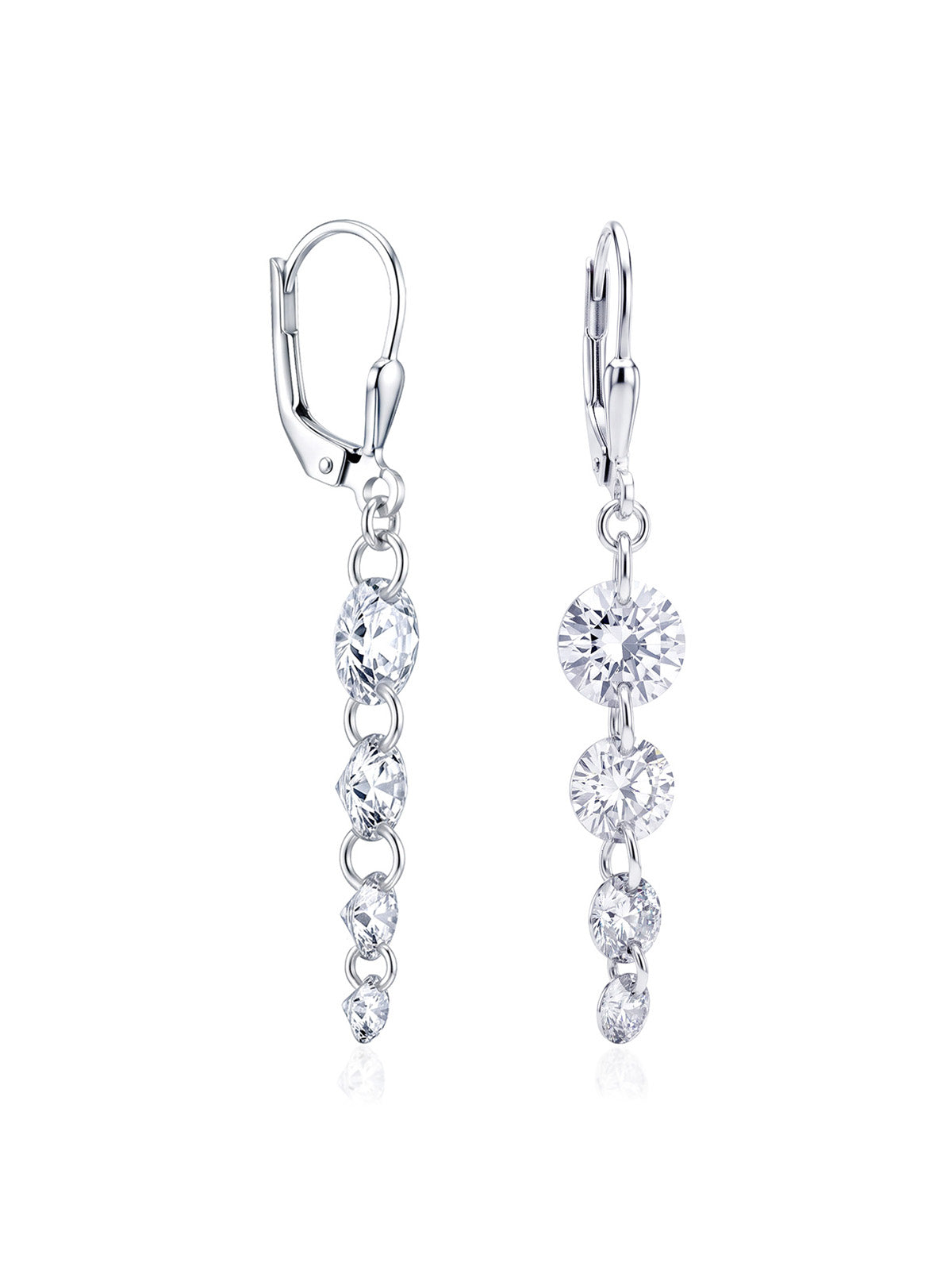 Silver Leverback Dangle Earrings
