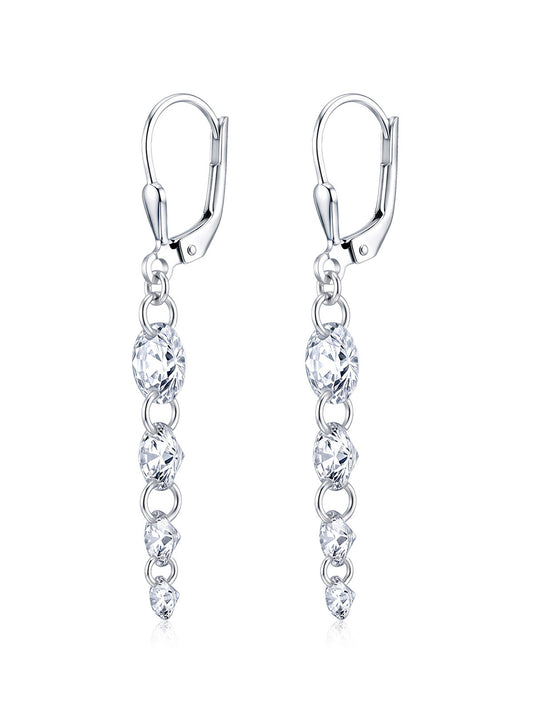 Silver Leverback Dangle Earrings