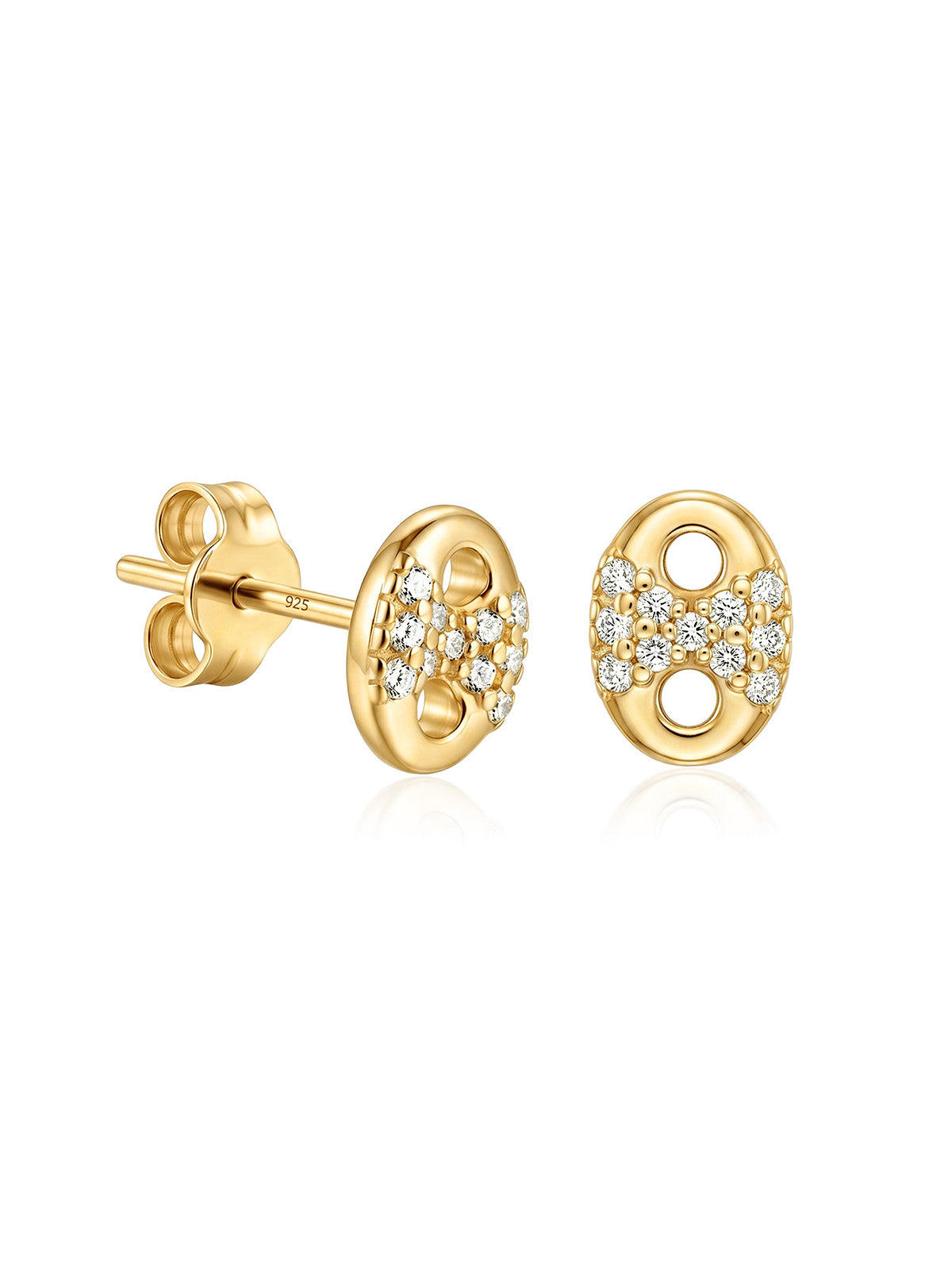 Flash Gold Crystal Oval Stud Earrings
