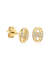 Flash Gold Crystal Oval Stud Earrings