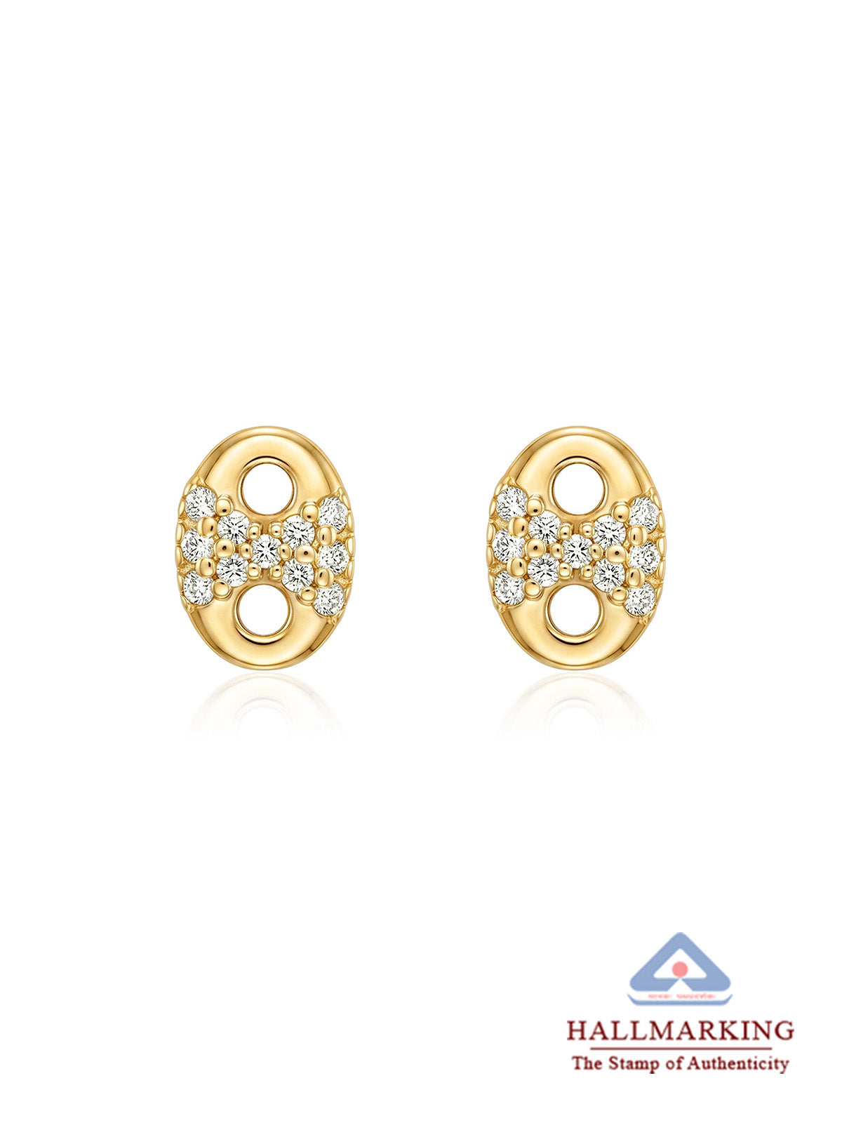 Flash Gold Crystal Oval Stud Earrings