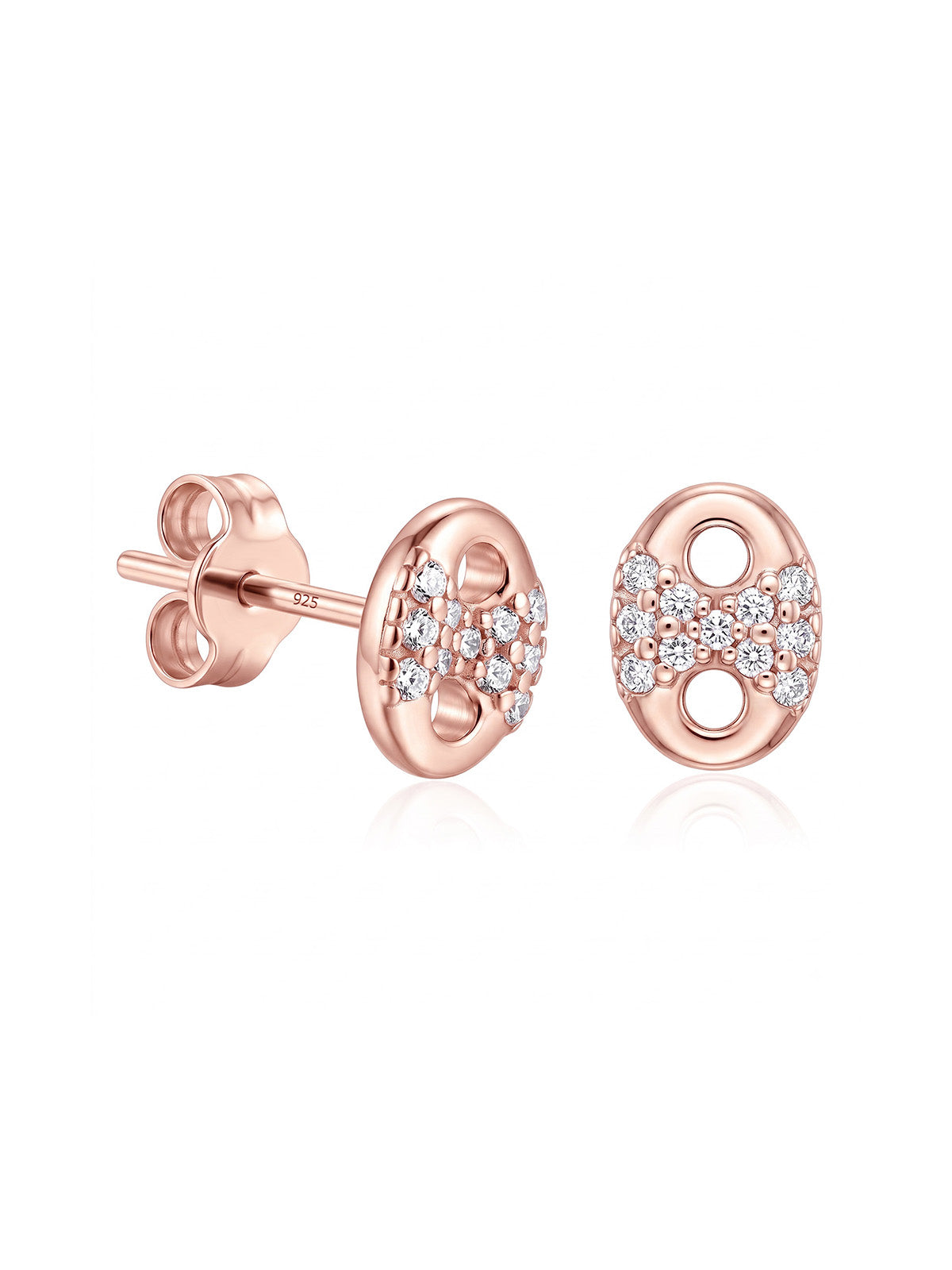 Rose Gold Crystal Oval Stud Earrings