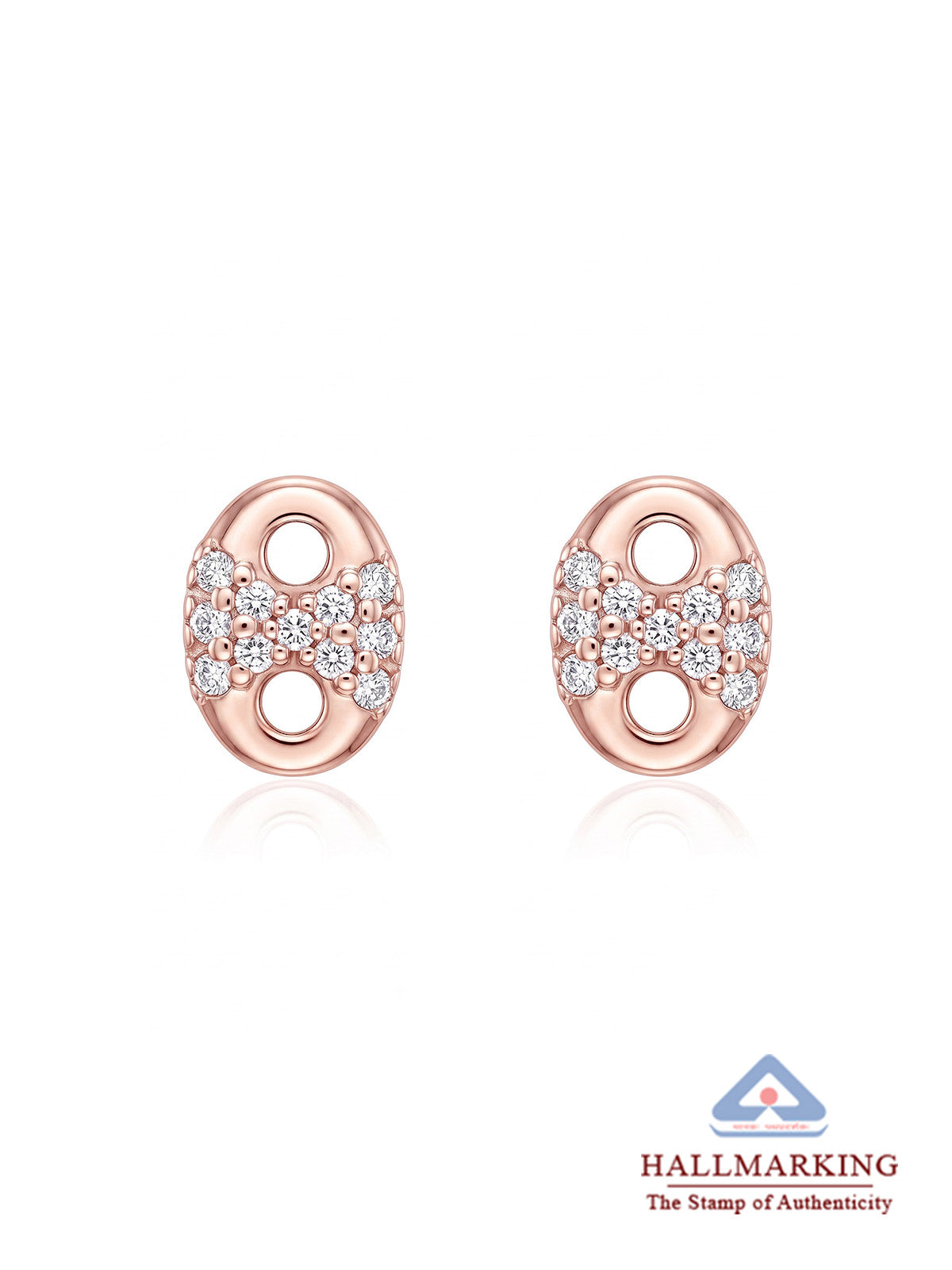 Rose Gold Crystal Oval Stud Earrings