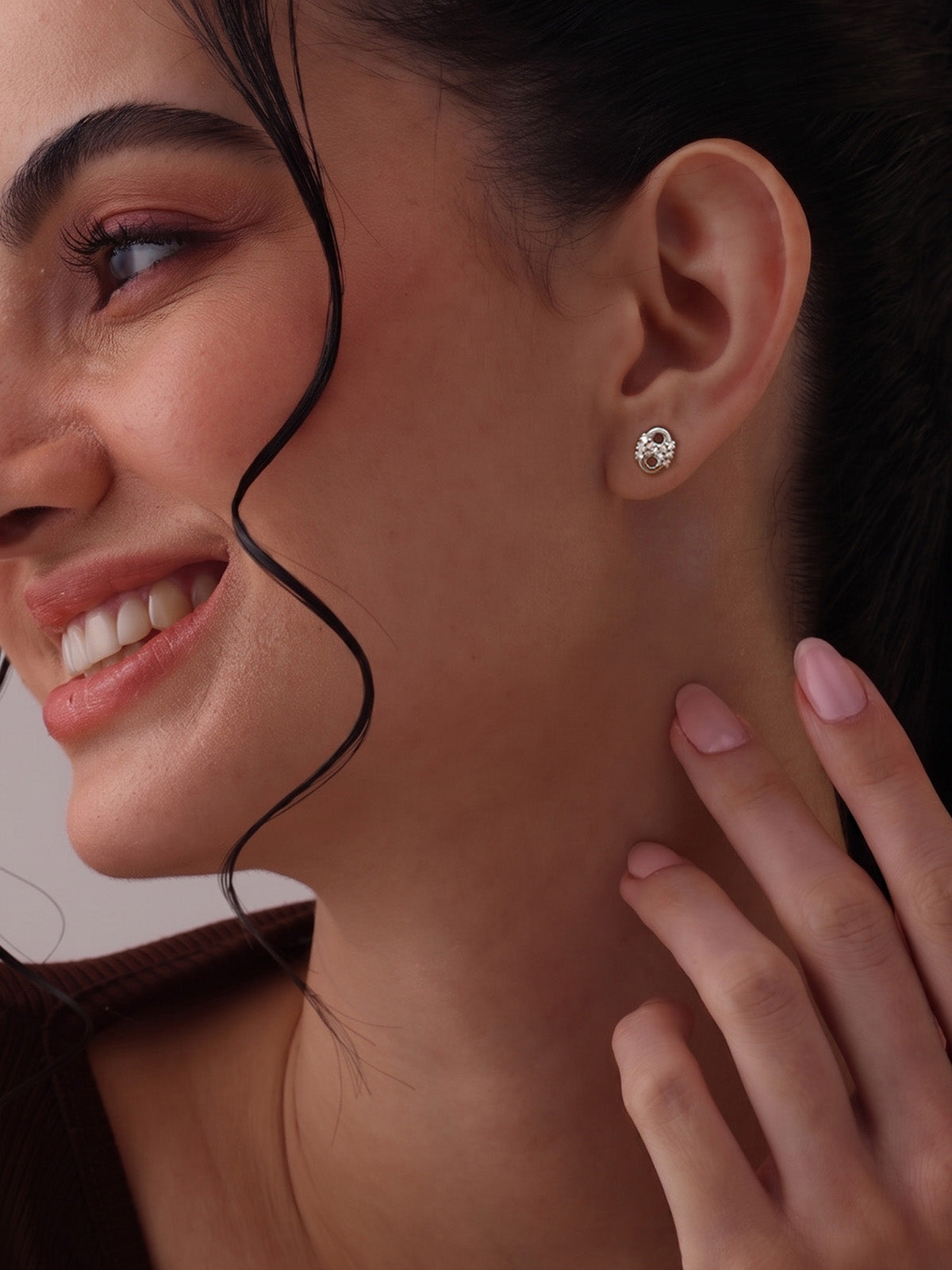 Rhodium Solitaire Stud Earrings