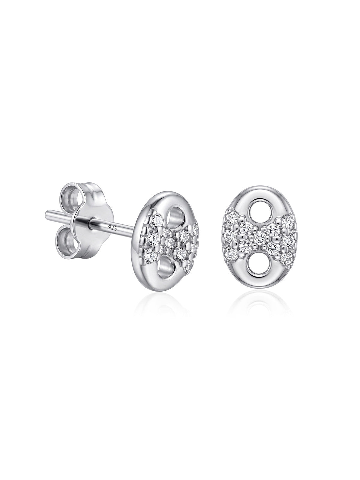 Rhodium Solitaire Stud Earrings