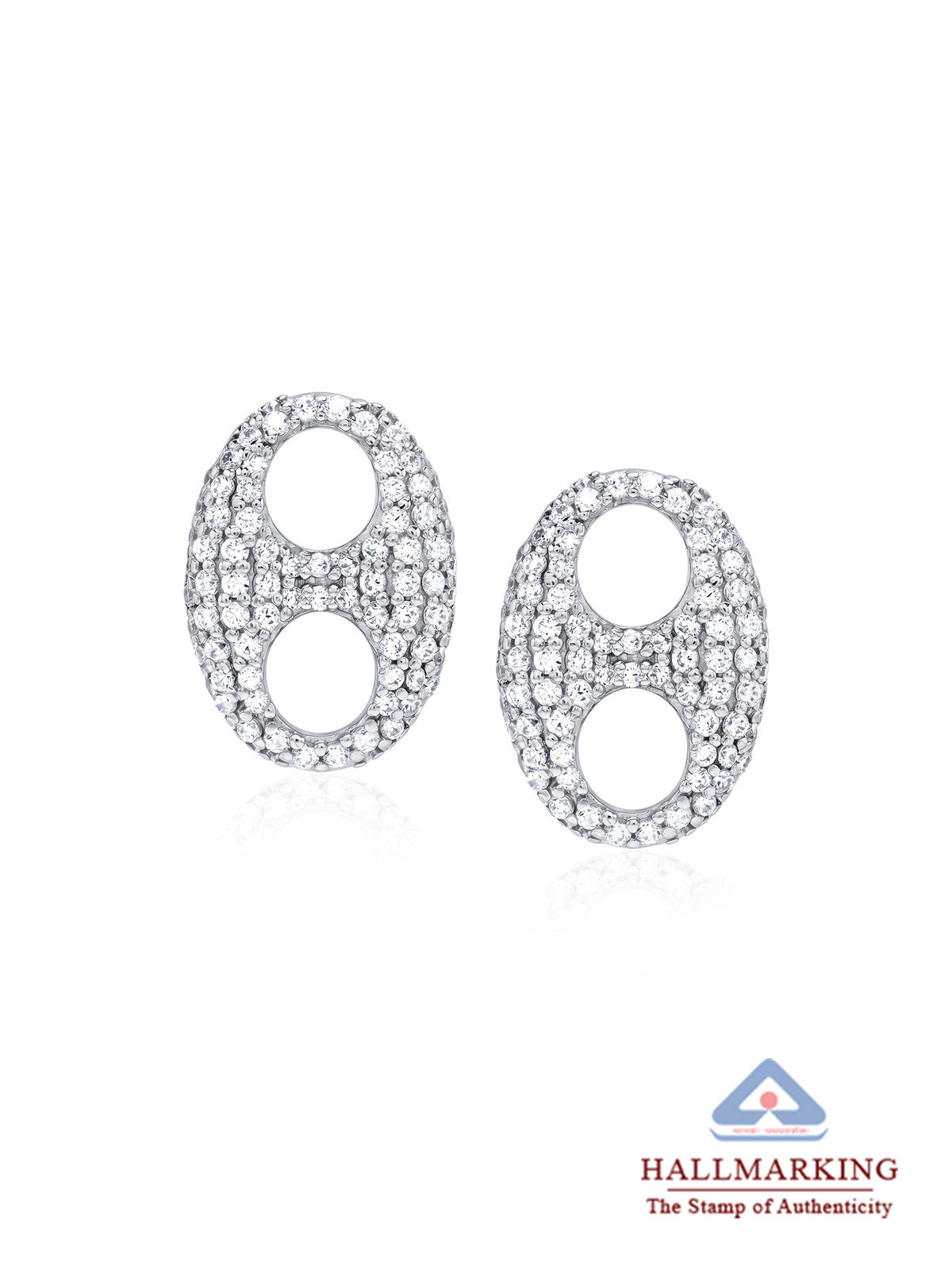 Rhodium Halo Stud Earrings