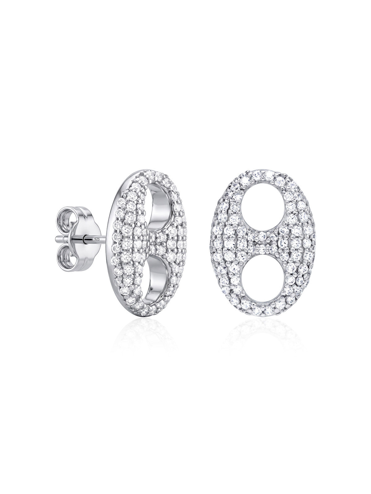 Rhodium Halo Stud Earrings